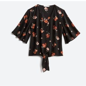Floral Tie Front Blouse